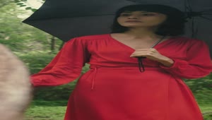 Stock Footage Woman With Umbrella In Nature In The Rain Live Wallpaper Free