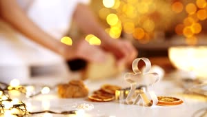 Stock Footage Woman Kneading Cookie Dough With Bokeh Lights Live Wallpaper Free
