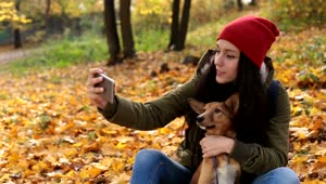 Stock Footage Woman Taking A Selfie With Her Dog Live Wallpaper Free