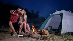 Stock Footage Young Couple Enjoying A Camping Trip Live Wallpaper Free