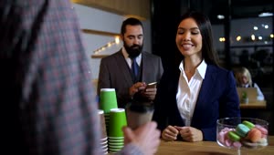 Stock Footage Woman Ordering A Coffee Live Wallpaper Free