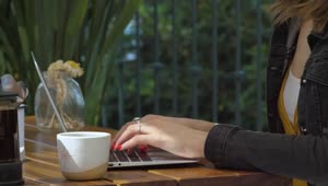 Stock Footage Woman Typing On Her Laptop In A Coffee Shop Live Wallpaper Free