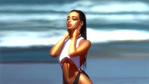 Girl on the beach Live Wallpaper For PC