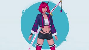 Ninja Girl With Katana Live Wallpaper For PC