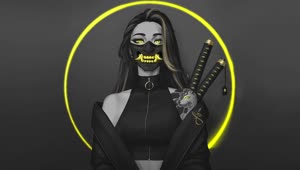 Ninja Girl with Oni mask Live Wallpaper For PC