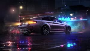 Bmw M4 Car Night Rain Live Wallpaper For PC