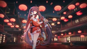 Hu Tao Festival Girl Anime Live Wallpaper
