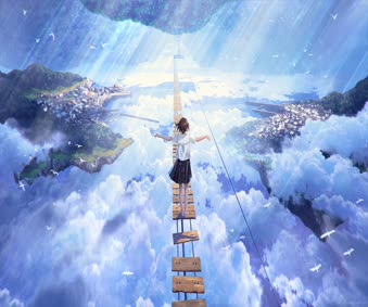 Desktop Anime Girl Walking On The Sky Live Wallpaper