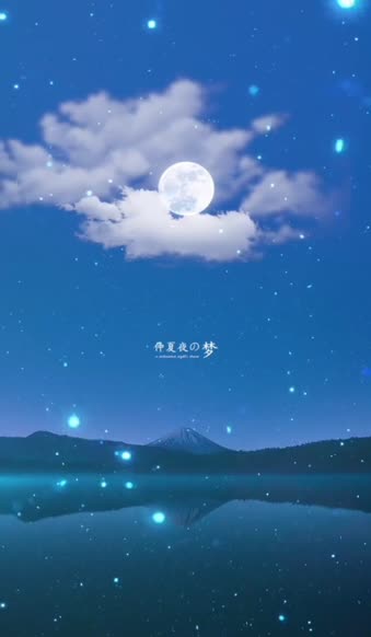 Dreamy Moon Lake Blue Scenery Live Phone Wallpaper to iPhone and Android