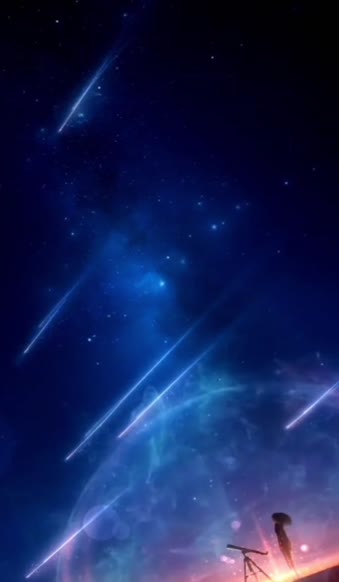 Anime Night Sky With Girl Scenery Live Phone Wallpaper to iPhone and Android