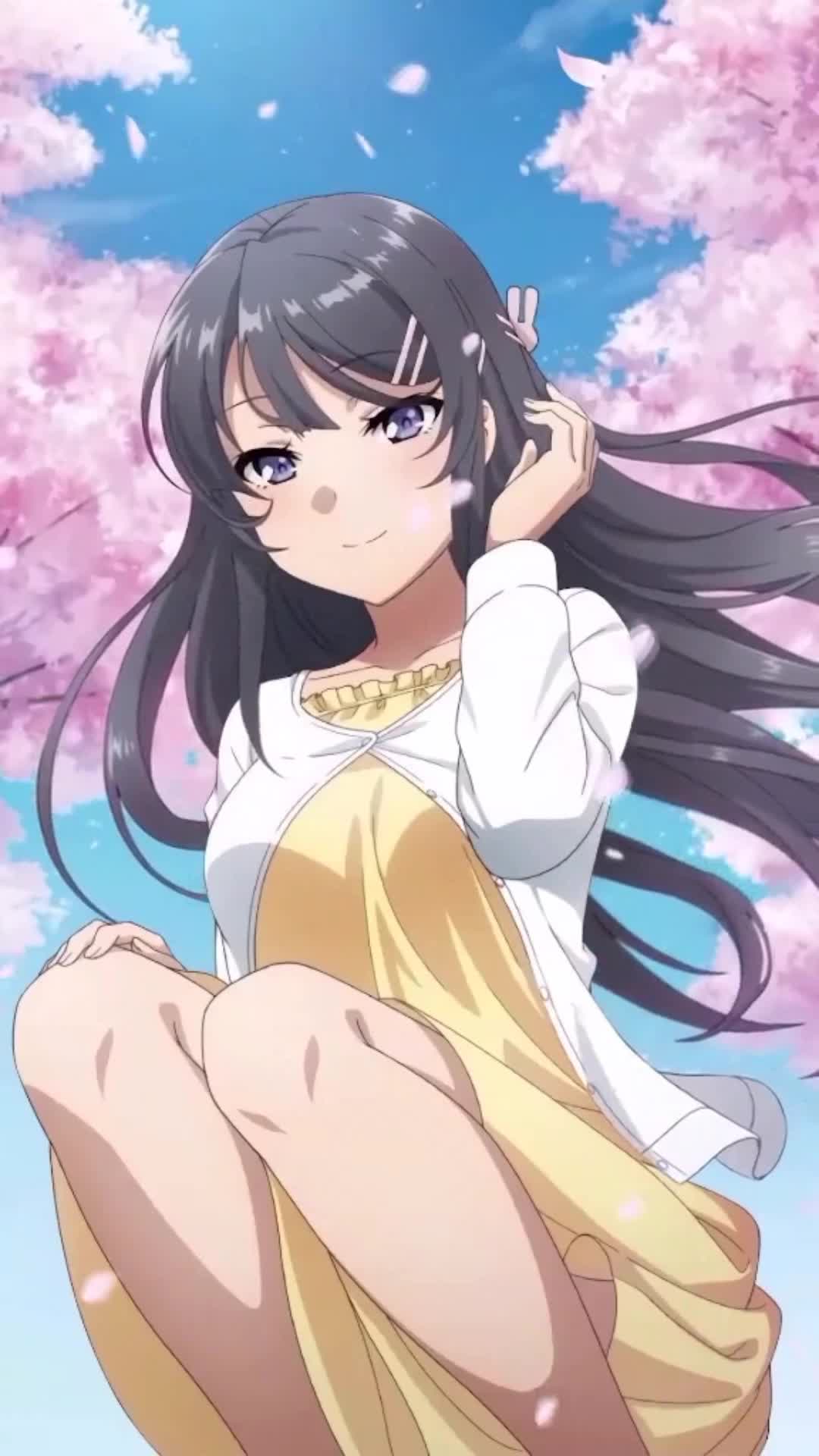 Download iPhone and Android Cute Anime Girl And Sakura Phone Live Wallpaper