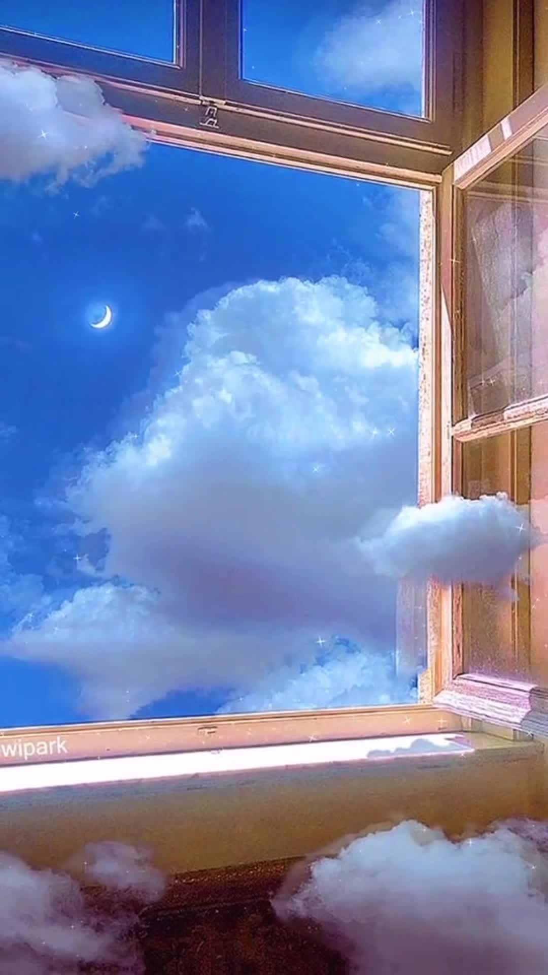 Aesthetic Window Blue Clouds Animated Sky Live Wallpaper 