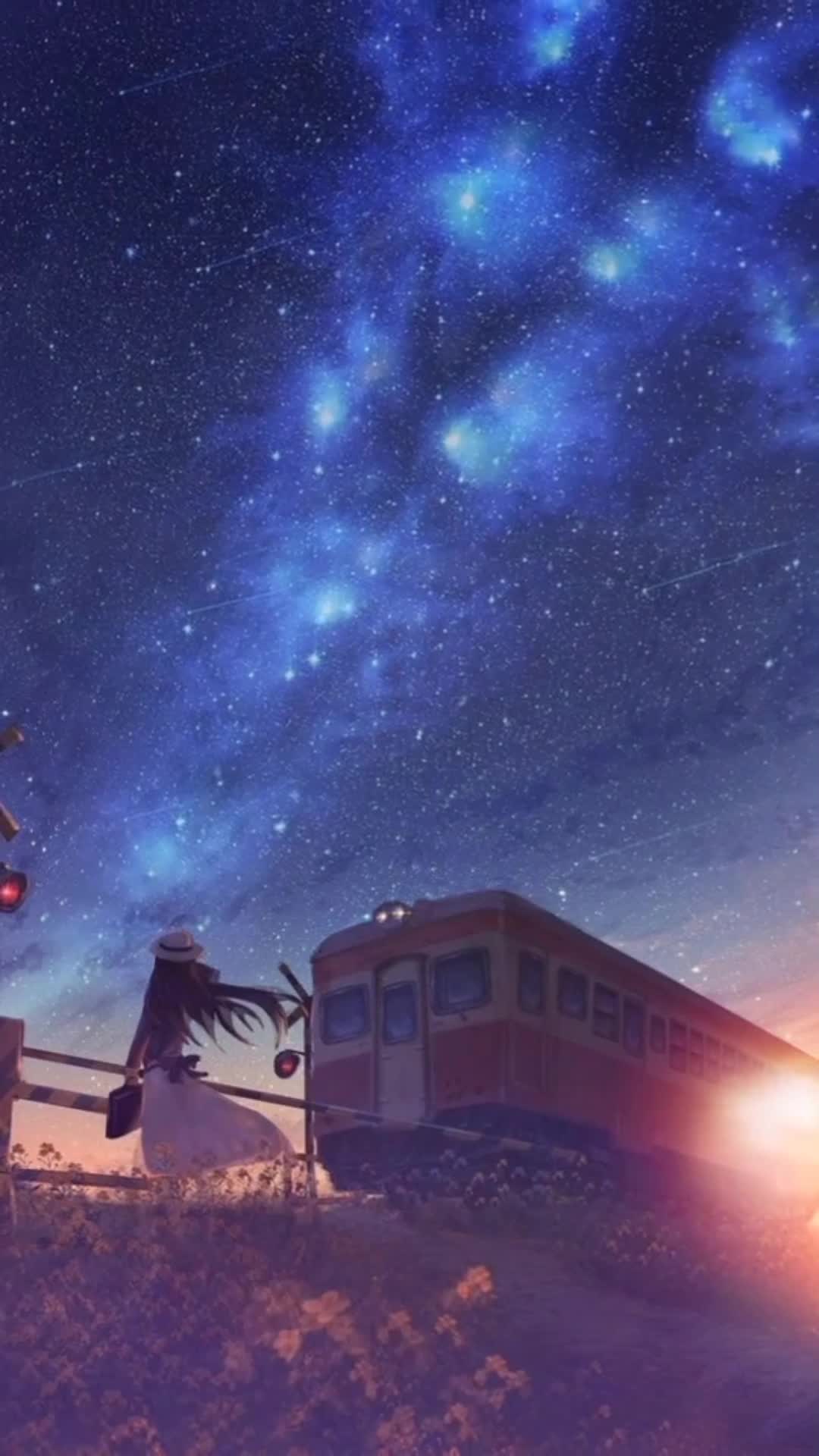 Download Android and iPhone Anime Girl Train And Sky Phone Live Wallpaper