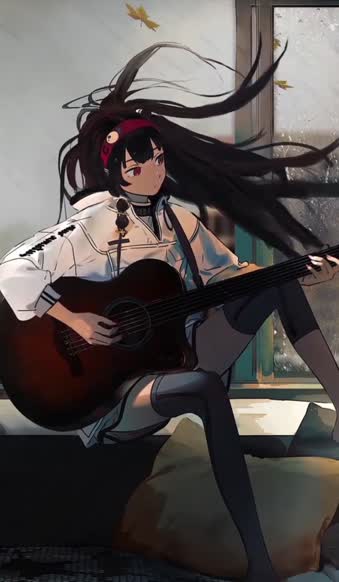 Live Phone Girl With Guitar Anime Wallpaper For iPhone And Android