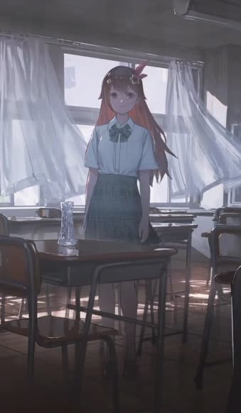 Android and iPhone Anime School Girl Phone Live Wallpaper