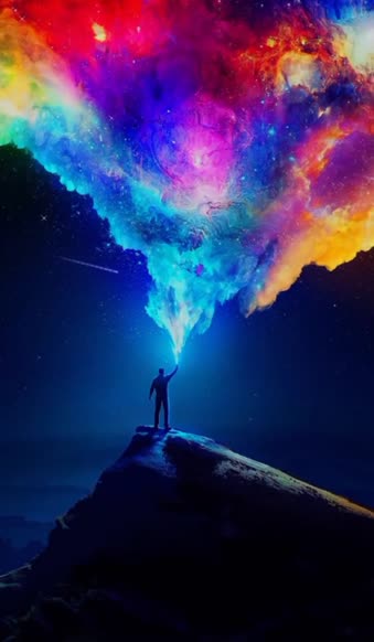 Android  iOS iPhone  Fantasy Colorful Mist Boy Hill live wallpaper 