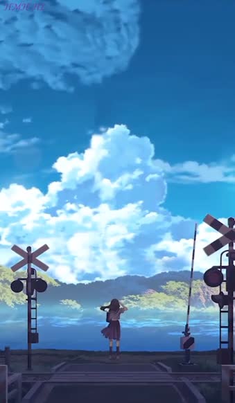 Android  iOS iPhone  Clouds Girl Blue Anime live wallpaper 