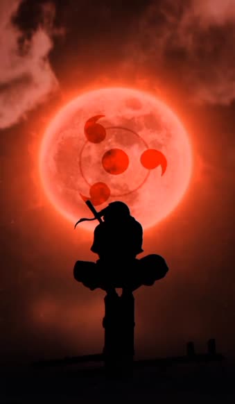 Android  iOS iPhone  Itachi anime red spin moon live wallpaper 