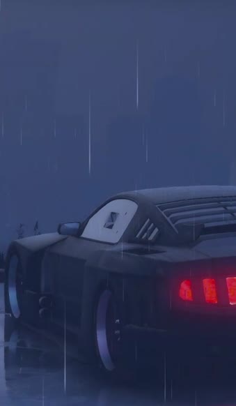 iPhone and Android Ford Gt Rain Night City Live Phone Wallpaper