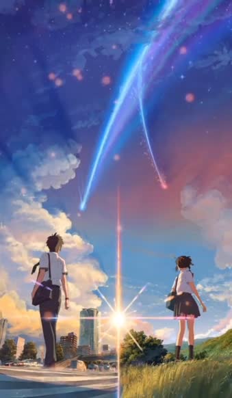 Android  iOS iPhone  Stars Clouds Girl Boy Sky Anime live wallpaper 