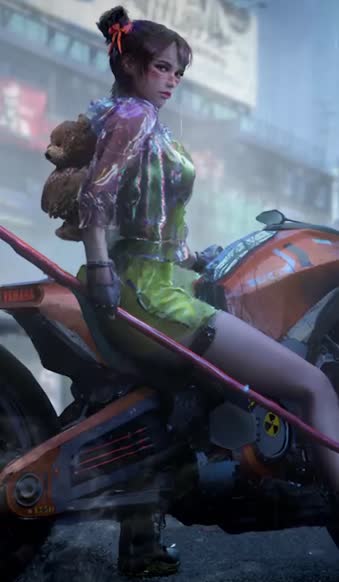 Live Phone Bike Girl Futuristic In The Rain Wallpaper To iPhone And Android