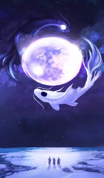Android  iOS iPhone  Anime fish moon ice people live wallpaper 