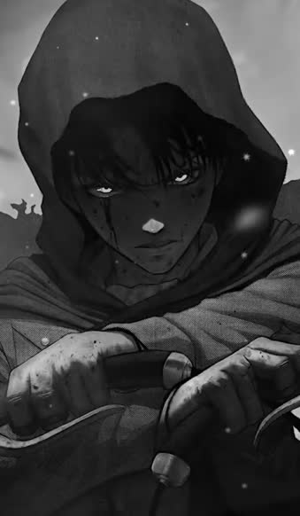 iPhone and Android Levi Ackerman Monochrome Attack On Titan Live Phone Wallpaper