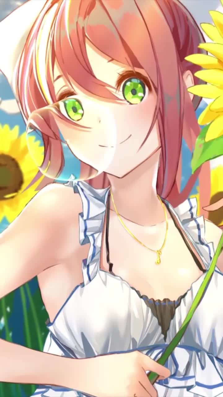 iPhone and Android Monika Sunflower Paradise Ddlc Live Phone Wallpaper