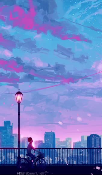 Live Phone Blue And Pink Sky City Wallpaper To iPhone And Android