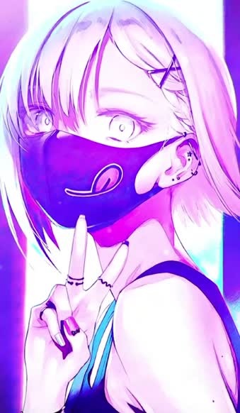  Live Phone Girl Mask Peace Sign Anime Wallpaper For iPhone And Android