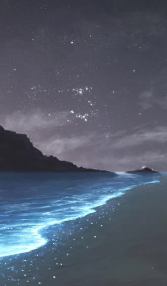 iPhone and Android Night Girl Sea Sparkle Live Phone Wallpaper