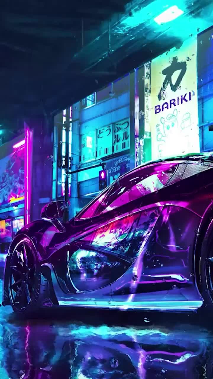 McLaren Cyberpunk Neon City Live Wallpaper - WallpaperWaifu