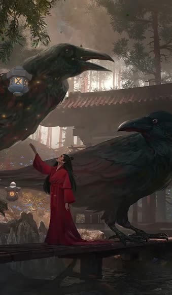 iPhone and Android Giant Crow In The Temple Live Phone Wallpaper