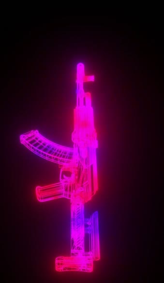 iPhone and Android Glowing Neon Ak 47 Live Phone Wallpaper