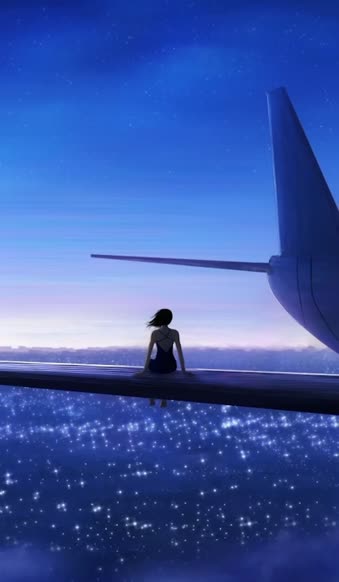 iPhone and Android Girl On Airplane Wing Live Phone Wallpaper