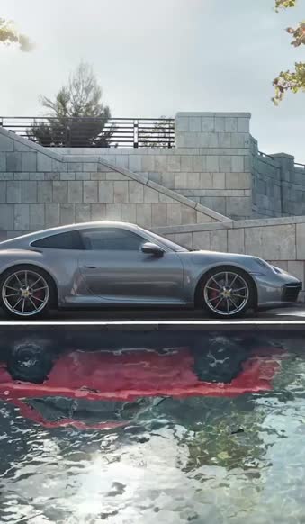 iPhone and Android Porsche 992 With Original Reflection Live Phone Wallpaper