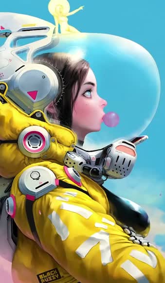 Live Phone Space Suit Girl Bubble Gum Wallpaper To iPhone And Android