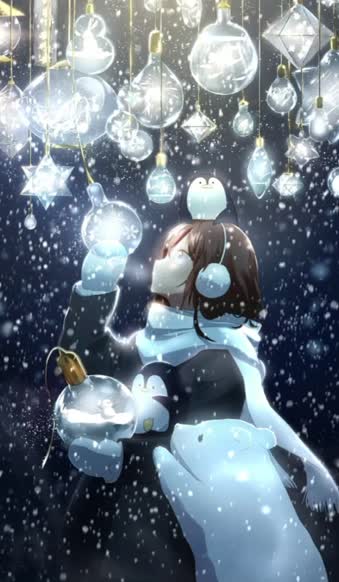  Live Phone Girl Light Bulbs In Snow Anime Wallpaper For iPhone And Android