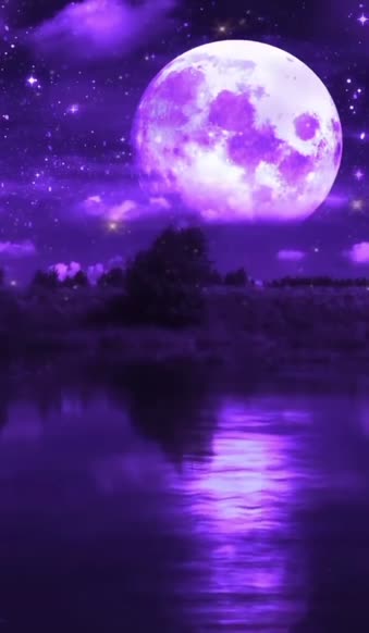 iPhone and Android Purple Moon Live Phone Wallpaper