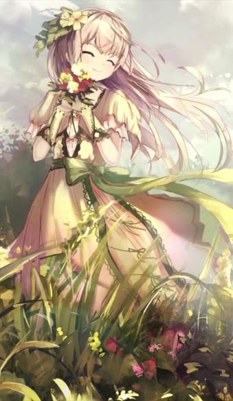  Live Phone Cute Girl Flowers Anime Wallpaper For iPhone And Android