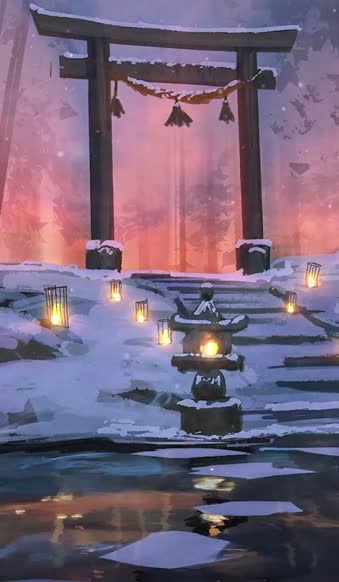 Live Phone Torii Gate In Snow Wallpaper To iPhone And Android