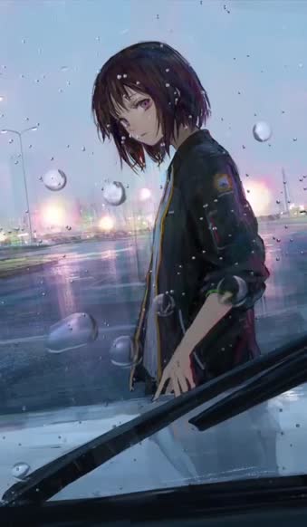 Live Phone Rainy Day Girl Anime Wallpaper For iPhone And Android