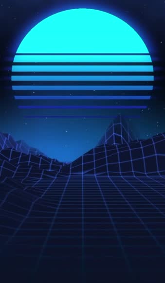 Live Phone Retro 80s With Blue Neon Moon Wallpaper To iPhone And Android