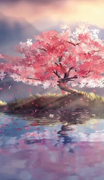 iPhone and Android Lone Cherry Blossom Tree Live Phone Wallpaper