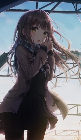  Live Phone Girl Railway Station In The Snow Anime Wallpaper For iPhone And Android