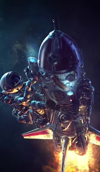 Android  iPhone Spaceman Rocket Edit Live Wallpaper For Phone