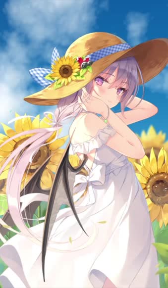 Live Phone Beautiful Girl With Sunflowers Anime Wallpaper For iPhone And Android