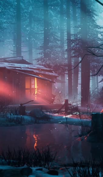 Live Phone Cabin On The Lake In The Winter Wallpaper To iPhone And Android