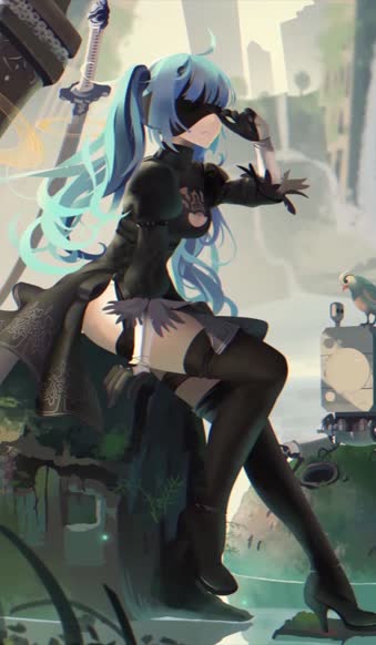 iPhone and Android Hatsune Miku Nier Automata Live Phone Wallpaper