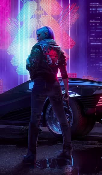 Live Phone Woman Rain Night Cyberpunk 2077 Wallpaper To iPhone And Android